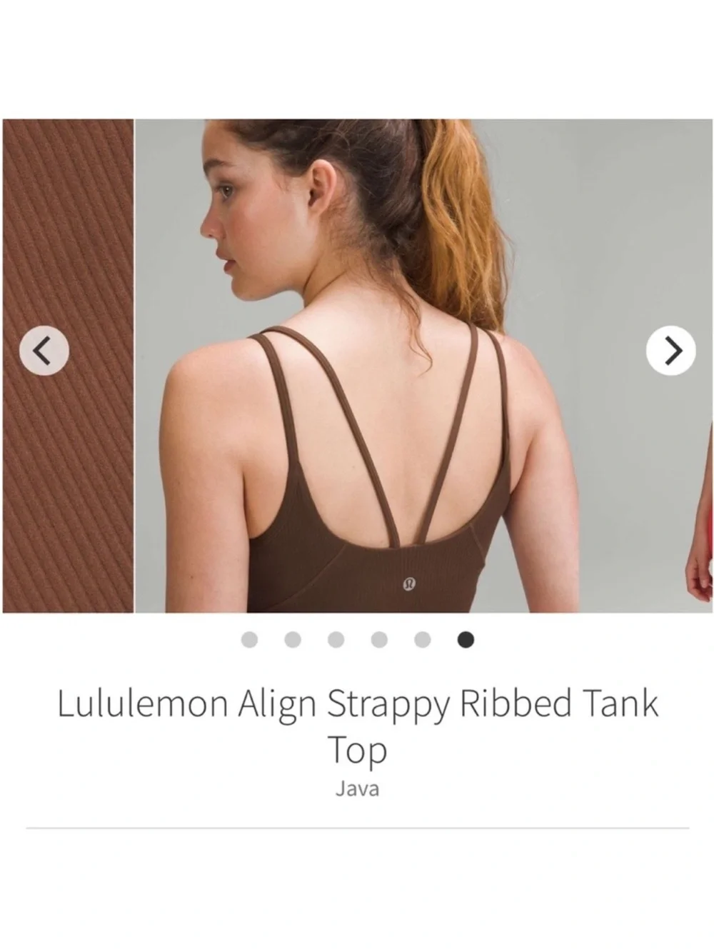 Lululemon Align Strappy Ribbed Tank Top Java Sz 8